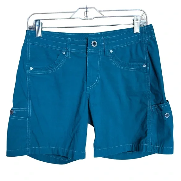 Kuhl Teal Midrise Bermuda Outdoorsy Athletic Athleisure Midi Cargo Shorts Size 4 - Picture 2 of 11